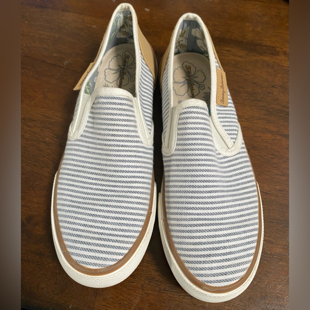 Tommy Bahama Womans shoes sailor striped slip on canvas loafers